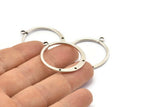 Silver Round Earring, 3 Antique Silver Plated Brass Round Earring Charms With 1 Loop and 3 Holes, Pendants, Findings (30mm) E546
