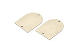 D Shape Charm, 4 Antique Silver Plated Brass D Shaped Charms With 2 Holes, Stamping Blanks, Findings (28x21x0.80mm) M345