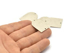 D Shape Charm, 4 Antique Silver Plated Brass D Shaped Charms With 2 Holes, Stamping Blanks, Findings (28x21x0.80mm) M345