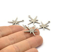 Silver Boom Charm, 4 Antique Silver Plated Brass Boom Charms With 1 Loop (25x23x2mm) N1487