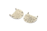 Silver Semi Circle Charm, 2 Antique Silver Plated Brass Semi Circle Blanks With 5 Holes  and 2 Loops (23x25x0.8mm) BS 2005