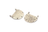 Silver Semi Circle Charm, 2 Antique Silver Plated Brass Semi Circle Blanks With 5 Holes  and 2 Loops (23x25x0.8mm) BS 2005