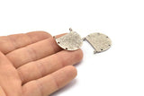 Silver Semi Circle Charm, 2 Antique Silver Plated Brass Semi Circle Blanks With 5 Holes  and 2 Loops (23x25x0.8mm) BS 2005