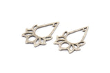 Silver Lotus Charm, 2 Textured Antique Silver Plated Brass Lotus Flower Pendants, Earrings, Charms (35x24mm) BS 2431