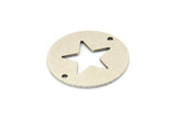 Silver Star Connector, 6 Antique Silver Plated Brass Star Connectors With 2 Holes, Findings, Charms (23x0.9mm) E175