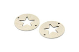 Silver Star Connector, 6 Antique Silver Plated Brass Star Connectors With 2 Holes, Findings, Charms (23x0.9mm) E175