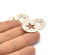 Silver Star Connector, 6 Antique Silver Plated Brass Star Connectors With 2 Holes, Findings, Charms (23x0.9mm) E175
