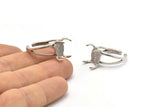 Silver Claw Ring, 2 Antique Silver Plated Brass Adjustable 4 Claw Rings - Ring Stone Setting - Pad Size 12x10mm N1386 H1310