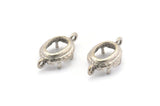 Silver Oval Setting, 6 Antique Silver Plated Brass Oval Settings With 2 Loops and 1 Pad Setting (17.5x10x3.4mm) BS 2031