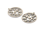Moon Phases Charm, 2 Antique Silver Plated Brass Crescent Moon Charms With 1 Loop, Pendants (35x31x2mm) N1391