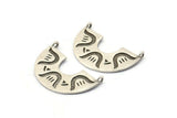 Silver Half Moon Pendant, 2 Antique Silver Plated Brass Semi Circle Pendants With 2 Loops (30x20mm) E253