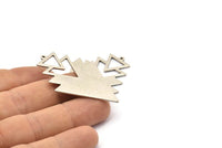 Silver Triangle Charm, 2 Antique Silver Plated Brass Tree Charms With 1 Loop (49x33x1mm) M01233 H1302