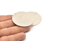Silver Round Charm, Antique Silver Plated Brass Round Charm With 1 Hole, Stamping Blanks (43x0.90mm) M647