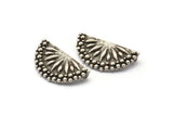Silver Half Moon Pendant, 2 Antique Silver Plated Brass Semi Circle Pendants With 2 Loops (30x15mm) E667