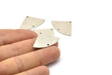 Silver Triangle Charm, 6 Antique Silver Plated Brass Fan Charms With 2 Holes, Connectors, Findings (30x19x0.80mm) M221