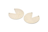 Silver Circle Charm, 2 Antique Silver Plated Brass Pizza Slice Pendants With 2 Holes, Findings (37x34x0.80mm) M211