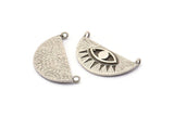 Silver Eye Charm, 2 Antique Silver Plated Brass Eye Charms With 2 Loops, Pendants, Earrings (29x14x1.2mm) N1243