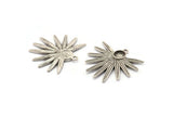 Silver Sun Charm, 2 Antique Silver Plated Brass Sunshine Charms With 1 Loop, Pendants, Earrings (29x28x2mm) N0719 H1376