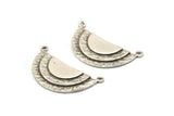 Silver Half Moon, 2 Antique Silver Plated Brass Semi Circle Blanks With 2 Loops (33x14x2mm) N1126