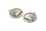 Silver Eye Charm, 2 Antique Silver Plated Brass Eye Charms With 1 Loop, Pendants, Earrings (27x24mm) N1381