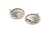 Silver Eye Charm, 2 Antique Silver Plated Brass Eye Charms With 1 Loop, Pendants, Earrings (27x24mm) N1381