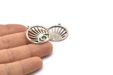 Silver Eye Charm, 2 Antique Silver Plated Brass Eye Charms With 1 Loop, Pendants, Earrings (27x24mm) N1381