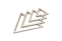 Silver Triangle Blank, 4 Antique Silver Plated Brass Tree Blanks (47x33x1mm) M01236 H1259