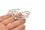 Silver Triangle Blank, 4 Antique Silver Plated Brass Tree Blanks (47x33x1mm) M01236 H1259