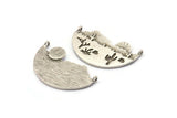 Silver Peysage Charm, 2 Antique Silver Plated Brass Peysage Pendants With 2 Loops (37x21x1.5mm) N1125