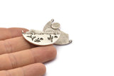 Silver Peysage Charm, 2 Antique Silver Plated Brass Peysage Pendants With 2 Loops (37x21x1.5mm) N1125