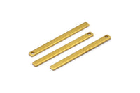 Tiny Bar Pendant, 24 Raw Brass Necklace Bars With 1 Hole (30x2.5x0.80mm) E390