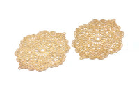 Altın Küpe Tılsımı, 2 Delikli Kolye Uçlu 2 Altın Kaplama Pirinç Etnik Motifli Küpe Tılsımı, Bulgular (59x48mm) E540