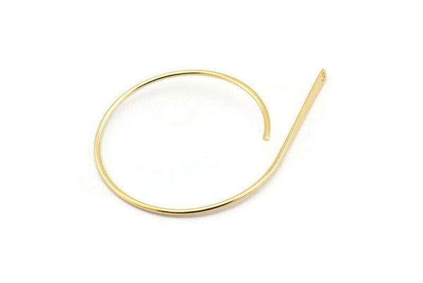 Gold Circle Earring, 4 Gold Plated Brass Wire Circle Earring Charms With 1 Hole, Pendants, Findings (30x1mm) E544