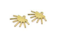 Sun Ethnic Pendant , 6 Raw Brass Sun Ethnic Pendants With 1 Loop, Findings, Charms (21x17x1.50mm) E479