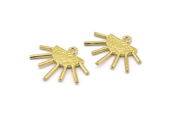 Sun Ethnic Pendant , 6 Raw Brass Sun Ethnic Pendants With 1 Loop, Findings, Charms (21x17x1.50mm) E479