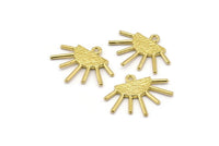 Sun Ethnic Pendant , 6 Raw Brass Sun Ethnic Pendants With 1 Loop, Findings, Charms (21x17x1.50mm) E479
