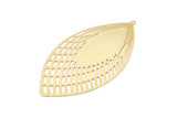 Gold Earring Charm, Gold Plated Brass Textured Marquise Earring Charm With 1 Loop Pendants, Findings (81x43mm) E533