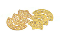 Brass Earring Charm ,4 Raw Brass Ethnic Motif Earring Charms With 1 Loop Pendants, Findings (70x52mm) E539