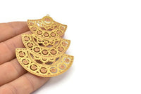 Brass Earring Charm ,4 Raw Brass Ethnic Motif Earring Charms With 1 Loop Pendants, Findings (70x52mm) E539
