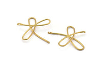 Ribbon Wire Pendant, 6 Raw Brass Ribbon Wire Pendant With 2 Holes, Connectors (40x1.2mm) E361