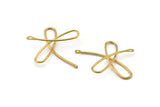 Ribbon Wire Pendant, 6 Raw Brass Ribbon Wire Pendant With 2 Holes, Connectors (40x1.2mm) E361