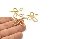 Ribbon Wire Pendant, 6 Raw Brass Ribbon Wire Pendant With 2 Holes, Connectors (40x1.2mm) E361