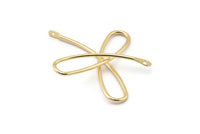 Gold Ribbon Wire Pendant, 2 Gold Plated Brass Ribbon Wire Pendants With 2 Holes, Connectors (40x1.2mm) E361