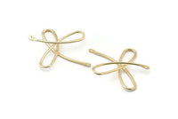Gold Ribbon Wire Pendant, 2 Gold Plated Brass Ribbon Wire Pendants With 2 Holes, Connectors (40x1.2mm) E361