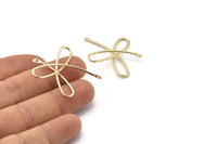 Gold Ribbon Wire Pendant, 2 Gold Plated Brass Ribbon Wire Pendants With 2 Holes, Connectors (40x1.2mm) E361
