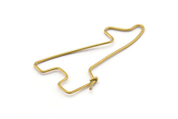 Brass Giraffe Earring, 2 Raw Brass Giraffe Wire Earrings (61x31x1.1mm) E360