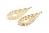 Gold Earring Charm, 4 Gold Plated Brass Textured Drop Earring Charms With 1 Loop Pendants, Findings (60x26mm) E478