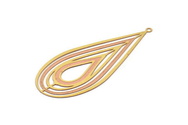 Brass Earring Charm ,10 Raw Brass Textured Drop Earring Charms With 1 Loop Pendants, Findings (60x26mm) E478