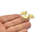 Sun Ethnic Pendant , 6 Raw Brass Sun Ethnic Pendants With 1 Loop, Findings, Charms (20x17x1.50mm) E459