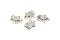 Sun Ethnic Pendant, 4 Silver Tone Brass Sun Ethnic Pendants With 1 Loop, Findings, Charms (20x17x1.50mm) E459